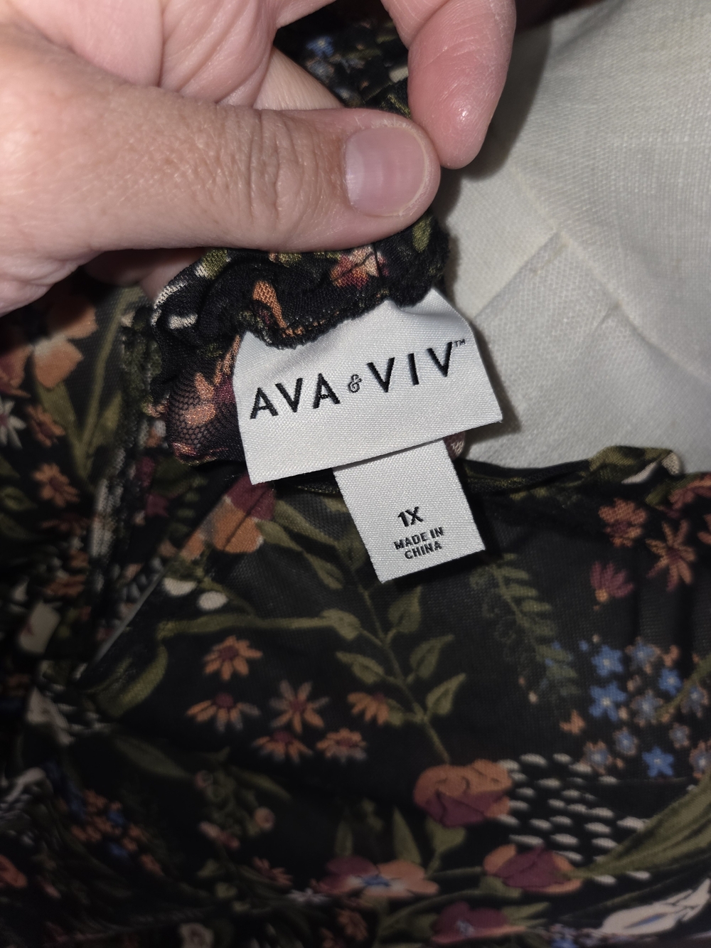 Ava & Viv Olive Green And Brown Floral Midi Dress with Flutter Sleeves - Picture 6 of 6